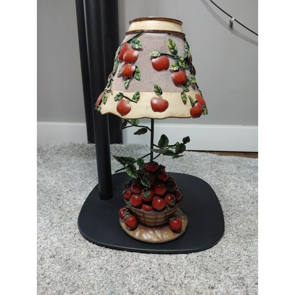 90s Vintage Home Interiors 3D Apple Basket Lamp Shade Votive Candle Holder Decor